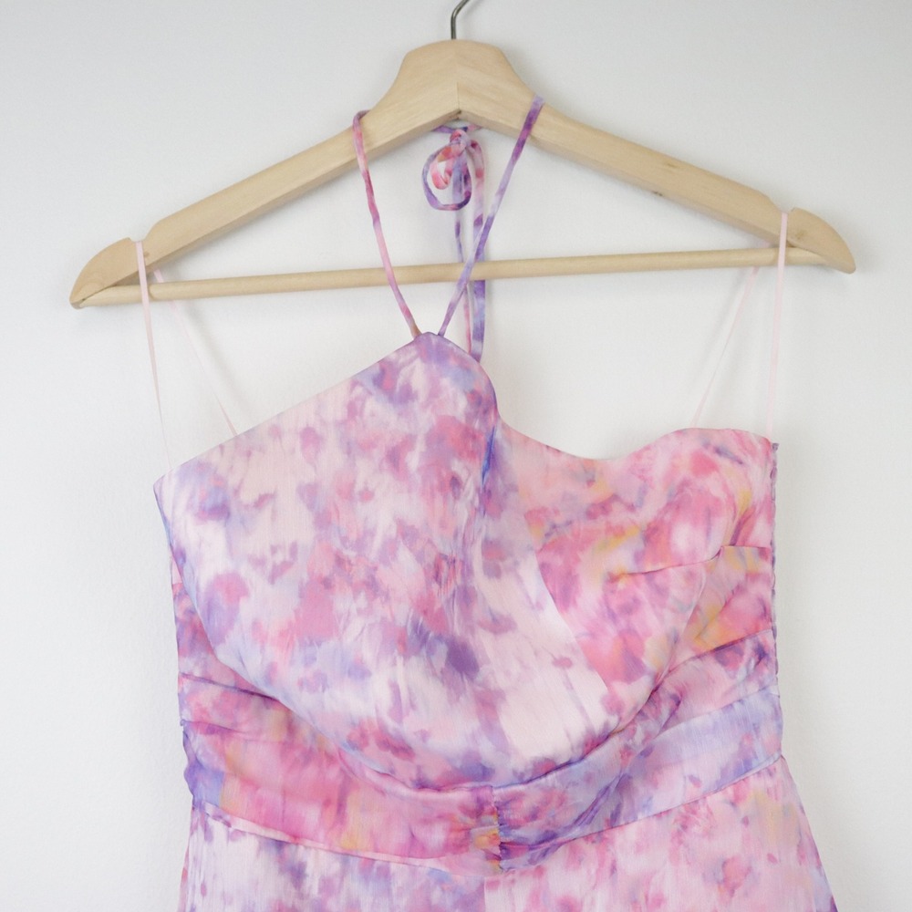 Amanda Uprichard x REVOLVE Carlina Dress Small Cotton Candy Pink Halter Maxi - Picture 4 of 10